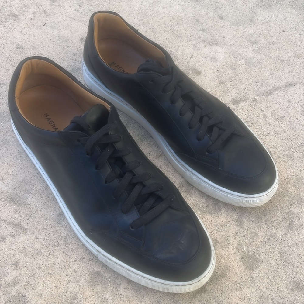 Magnanni Men's Black Leather Casual Dressy Sneaker Shoes Size 13